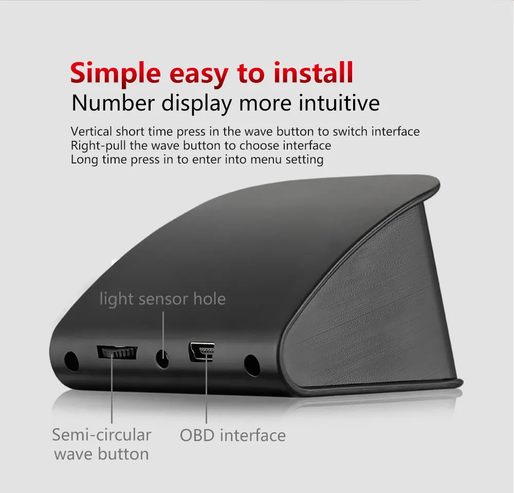 KUNFINE OBD GPS Car HUD Head Up Display Smart Digital Car Speedometer Trip Computer Speed Engine RPM Fuel Consumption Windshield Projector Universal T600 (6)