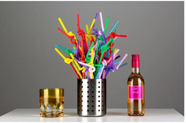 50pcs Disposable Straws Bendable Juice Drinking Flexible 26cm Safe Environmentally Friendly For Home Party Bar New