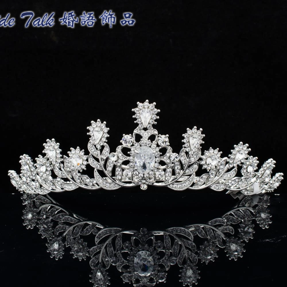Real Austrian Crystals Leaves Flower Wedding Bridal Tiara Crown Jewelry For Women Wedding accessories SHA8573