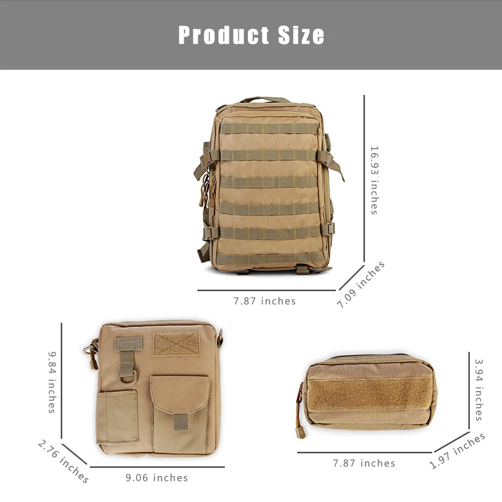 30L Military Tactical Backpack Assault Pack Bug Out Molle Bag Military Rucksack Camping Trekking Hiking Combinations Backpack