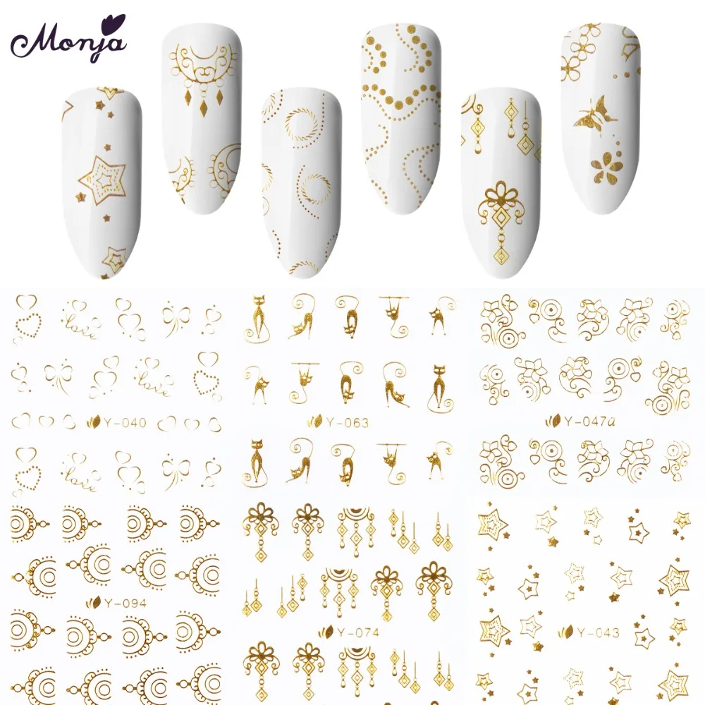 

Monja 30 Sheets /set Nail Art Gold Silver Dream Catcher Fantasy Mixed Design Water Transfer Foil Decals Stickers DIY Decoration