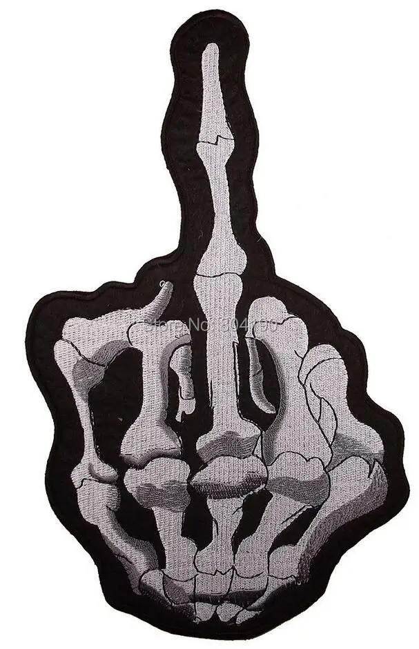 

10" XXL Big Large Middle Finger Embroidered Back Patch Iron On MC Motorcycle biker patches for jacket BACK embroidery applique