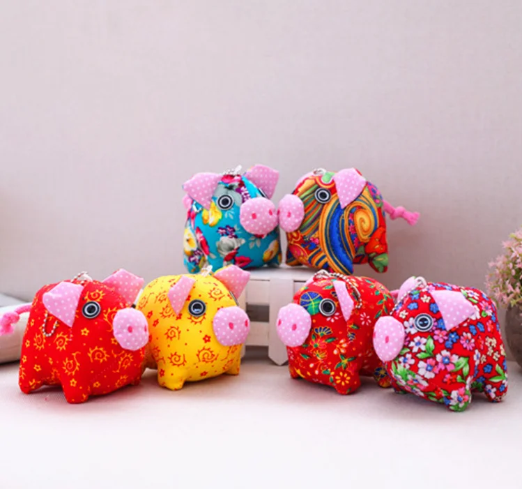 1 Pc Creative 2019 new Mascot of pig year Jubilation cute pig Plush Toys Soft Stuffed Cartoon Animal Plush toys Pendant Gift
