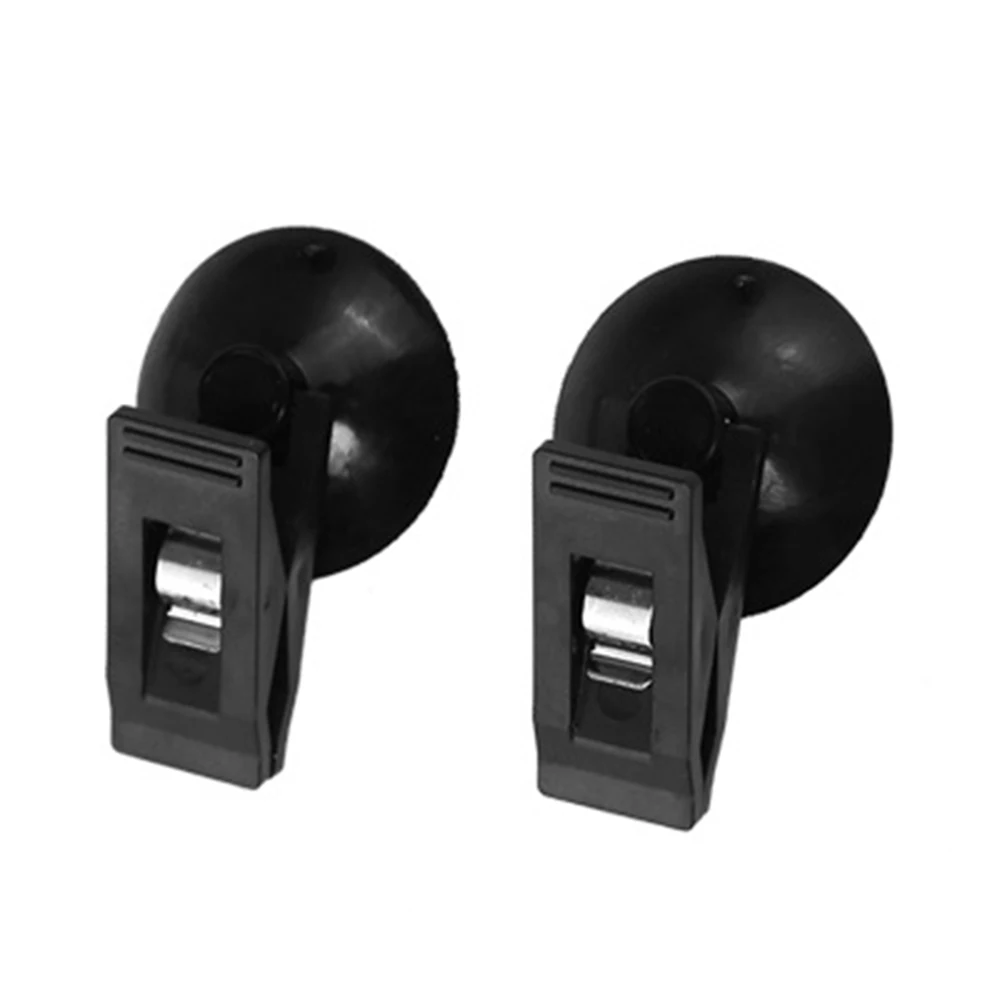 2 Pcs / Set Black Car Window Mount Suction Sucker Clips Hooks Holder