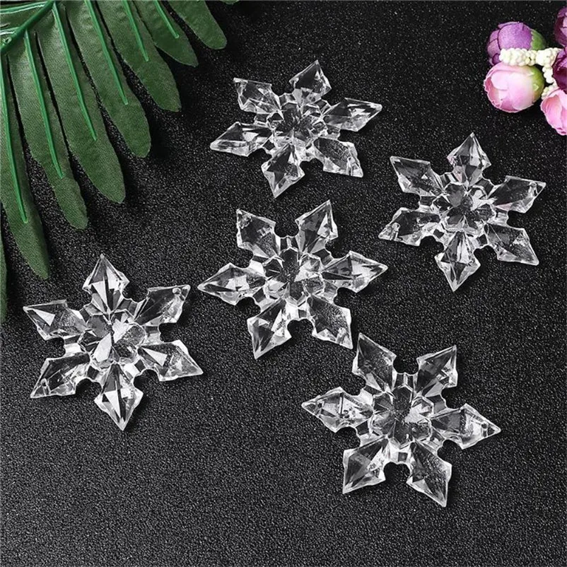 

12pcs Christmas Snowflake decoration Crystal Acrylic Rhinestone Frozen Xmas tree Pendant DIY Decor Craft Scrapbooking #3o25