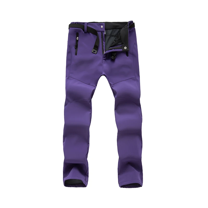 Befusy женские толстые теплые флисовые софтшелл уличные зимние штаны для рыбалки, кемпинга, походов, лыжного спорта женские брюки водонепроницаемые ветрозащитные - Цвет: Purple