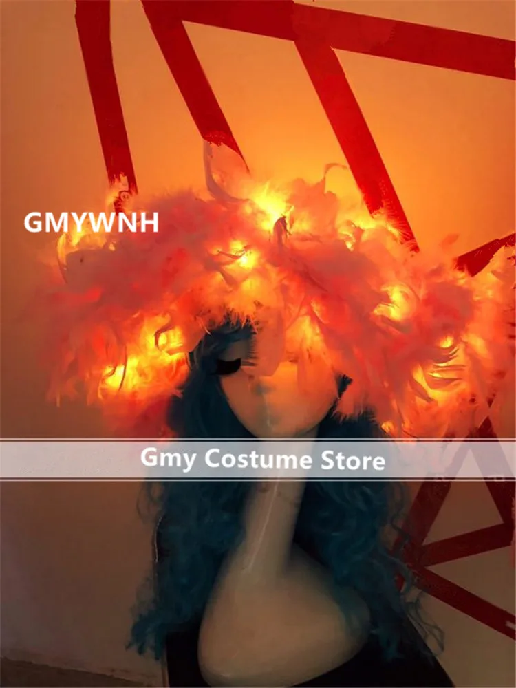 Just headdress R4 Подиум satge производительность носит платья женщин светодиодные костюмы певица платья сексуальное бикини светящийся желтый Одежда диско - Цвет: Just headdress