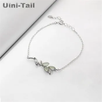 

Uini-Tail new hot 925 sterling silver spring willow leaves cold wind bracelet Korean version of the simple fashion personality
