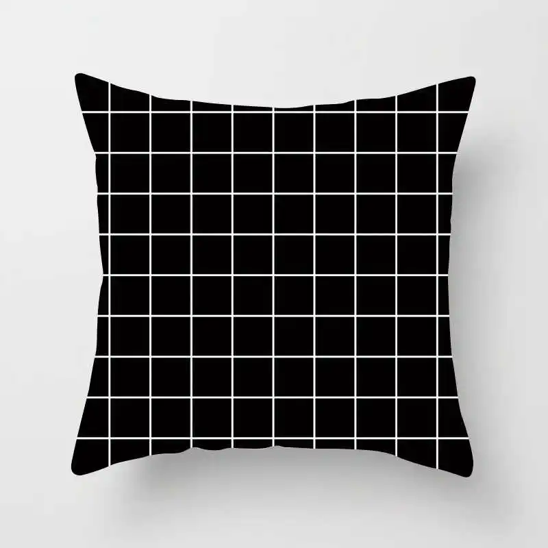 Nordic black and white geometric plaid stripes cushion cover (2)