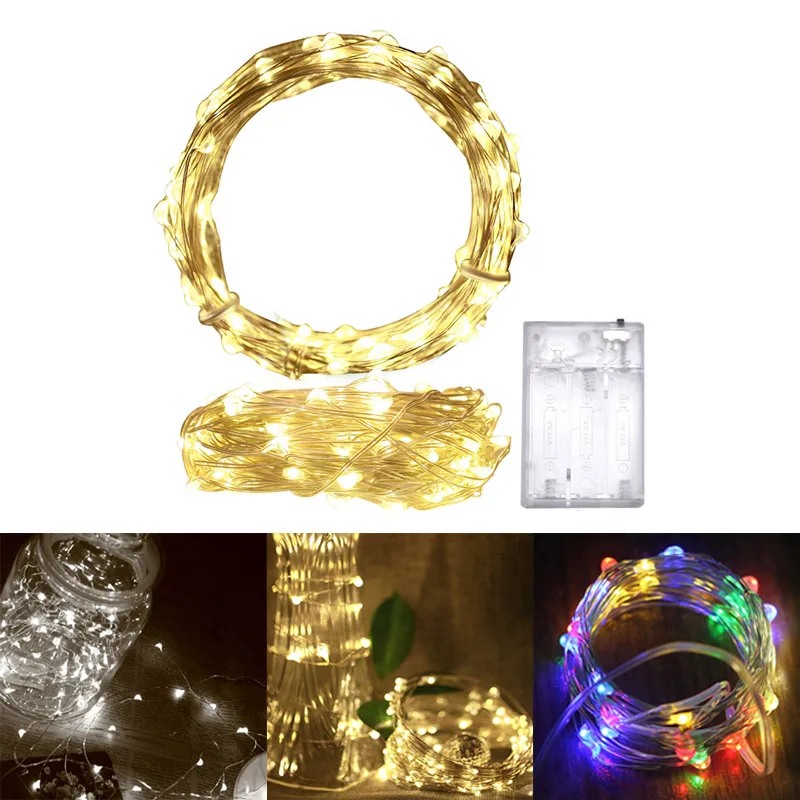 

YTE 10M 100 Led Strings Copper Wire 3XAA Battery Operated Spring Festival Wedding Party Decoration LED String Fairy Lights