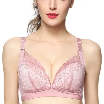 

Women Sexy Lingerie Women Underwear Push Up Corset Solid Pink Bras Lace Wire Free Bras B C Cup New Arrival