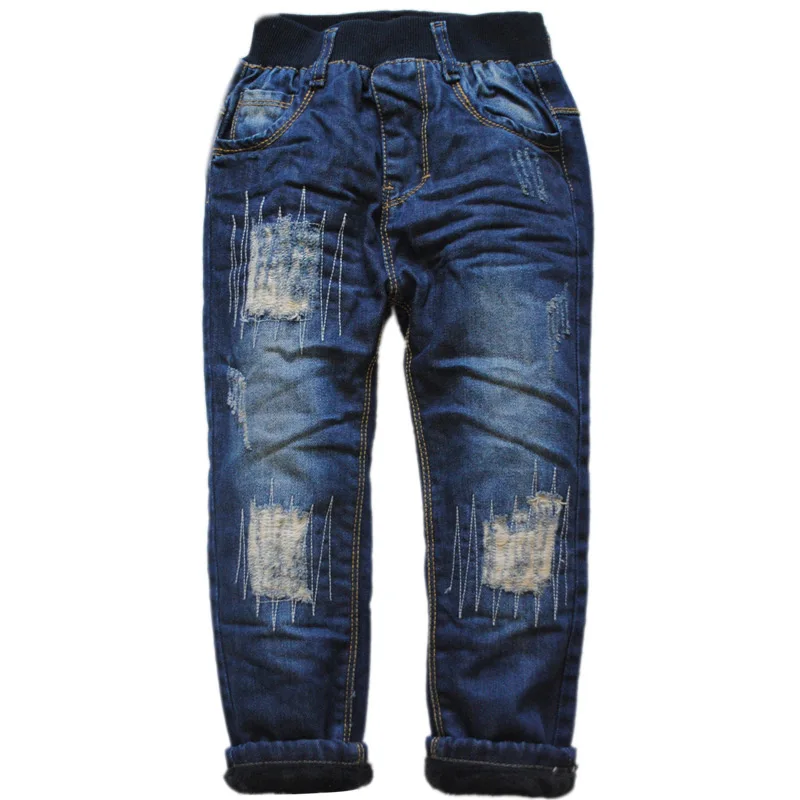 6039 winter boys jeans denim and fleece double deck thick boys pants warm trousers new 2016