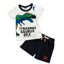 Summer Kids boys clothing Toddler Children Clothing Set Outfits girls suits Cartoon dinosaur costume Print T-shirt Tops+Shorts Summer Kids boys clothing Toddler Children Clothing Set Outfits girls suits Cartoon dinosaur costume Print T-shirt Tops+Shorts