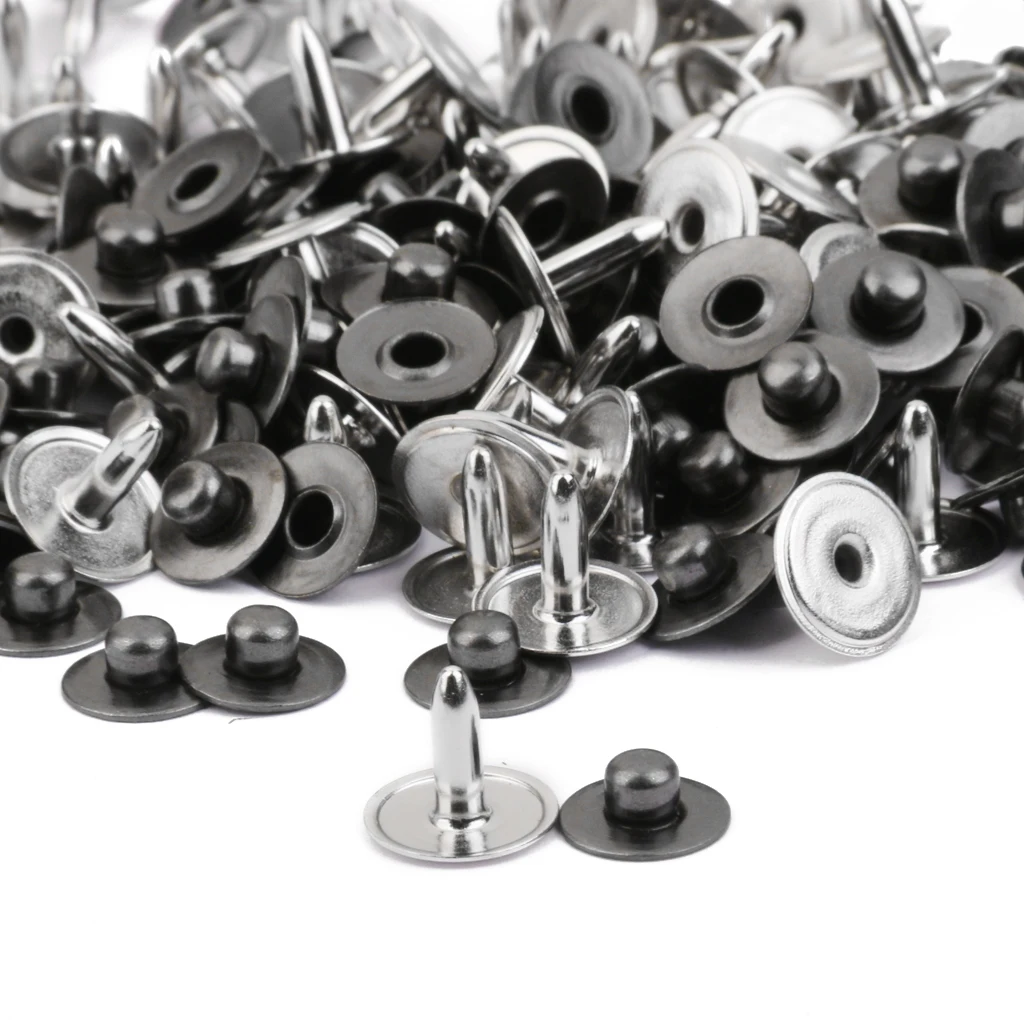  200 Sets Rivets Fasteners Studs Buttons Sewing Jean Denim Leather Craft 8mm