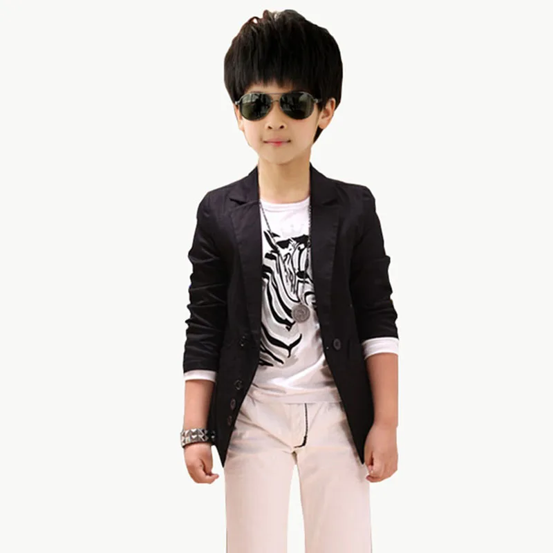 Куртка для пальто для мальчиков детская одежда Демисезонный мода мальчиков Костюмы Повседневное вечерние верхняя одежда 4681012 14 15 лет - Цвет: Черный