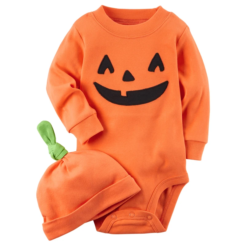 2017 Baby Rompers Summer Autumn pumpkin pattern Newborn Baby Boys Girls