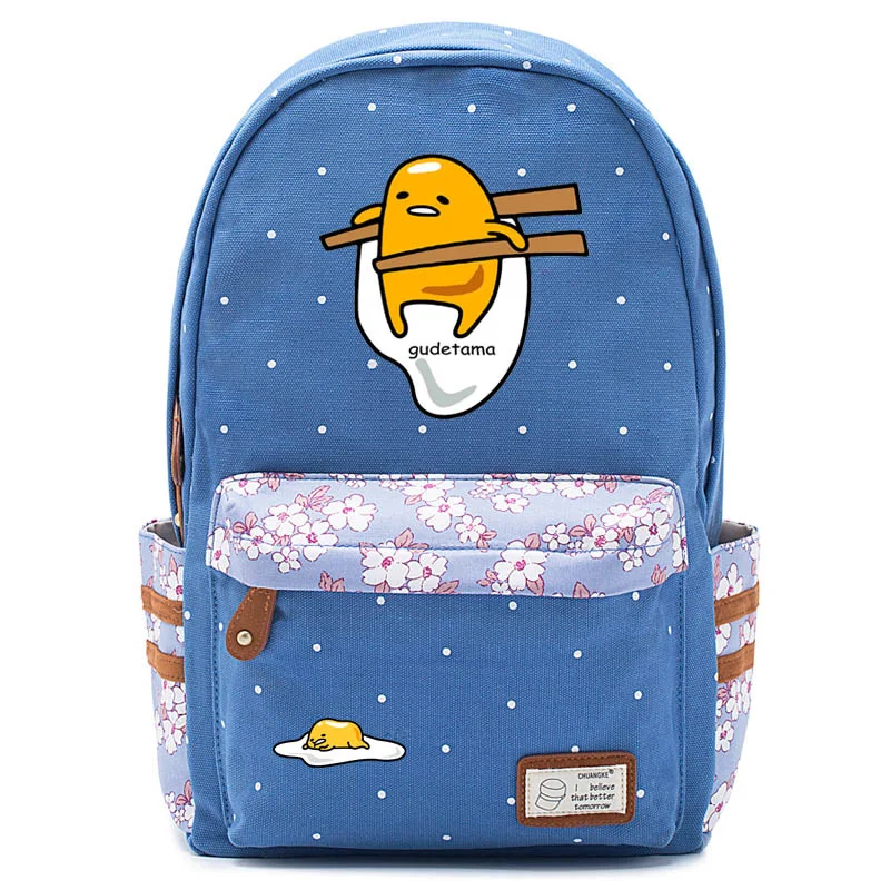 Hot Sale Gudetama Lazy Egg Cartoon Backpack Shoulder Bag Travel Canvas