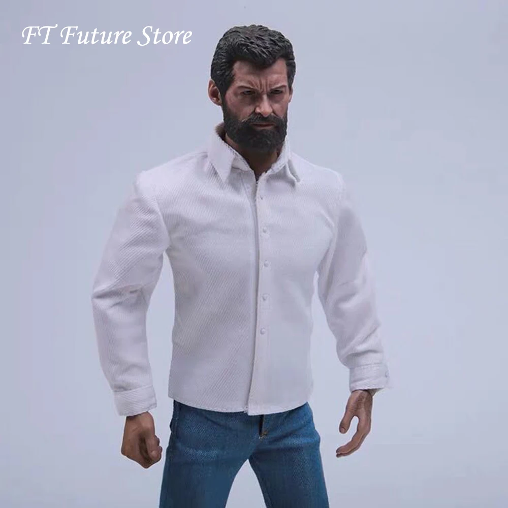 

1/6 Male Figure Doll Accessory Pure White Clothes Dark Twill Tooling Formal wear Business Casual Shirt Model for 12'' Action