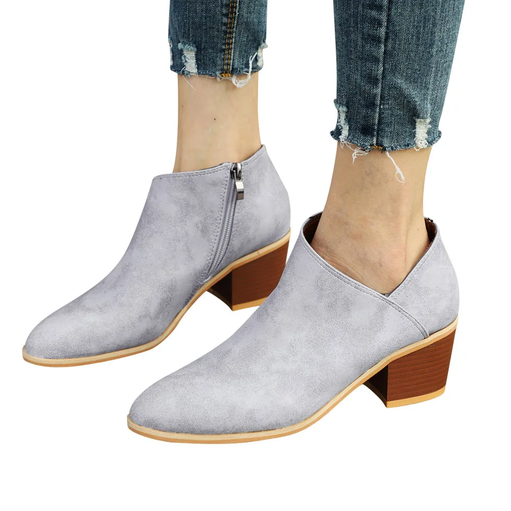 

Comfortable Female Boots Ankle Autumn Shoes Fashion Ankle Solid Leather Martin Shoes Short Boots#Pop