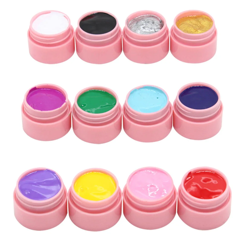 New 1 Pcs 8 ml 12 Colors DIY Glitter Sculpture Gel Nail 3D Carved Glue UV Gel Nail Art Removable Printing Sculpture Glue