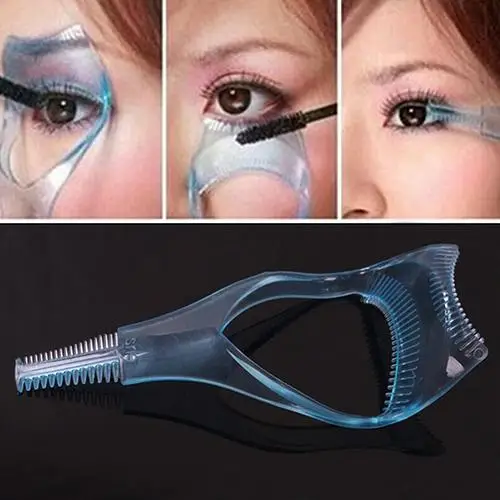

Eyelash Tools Useful 3 in 1 Mascara Shield Guard Eyelash Curling Comb Applicator Guide Card Makeup Tools Eyelash Comb