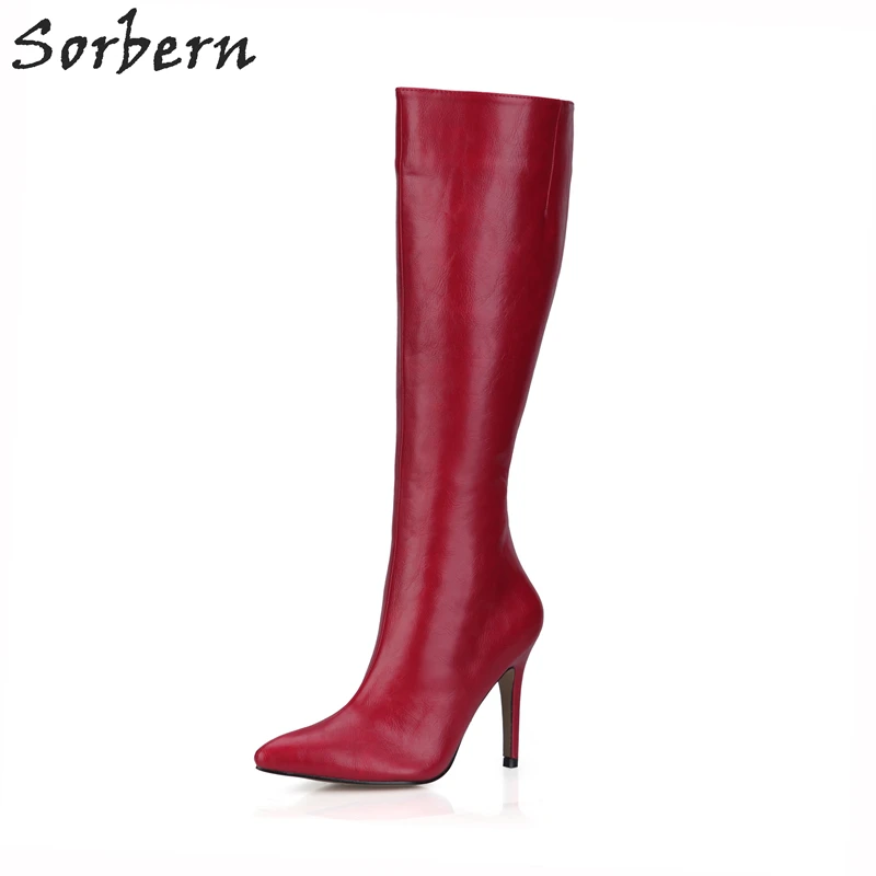 

Sorbern PU Patent Leather Women Boots Pointed Toe Winter Ladies Boots Zapatos Mujer Zipper Knee Boots For Women Chaussures