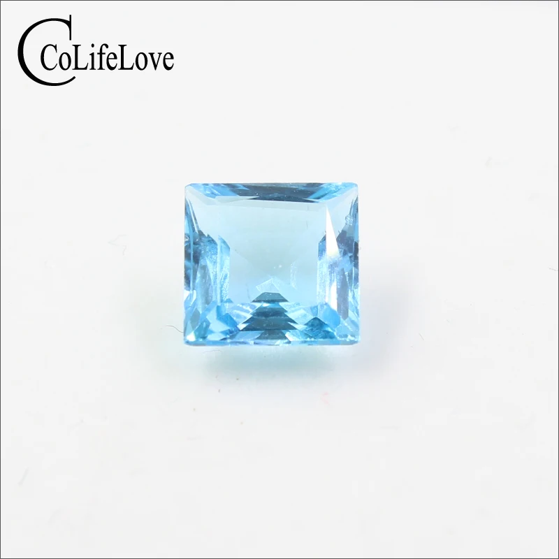 VVS grade natural topaz gemstone 8 mm * 8 mm princess cut light blue topaz loose gemstone VVS grade natural topaz gemstone 8 mm * 8 mm princess cut light blue topaz loose gemstone