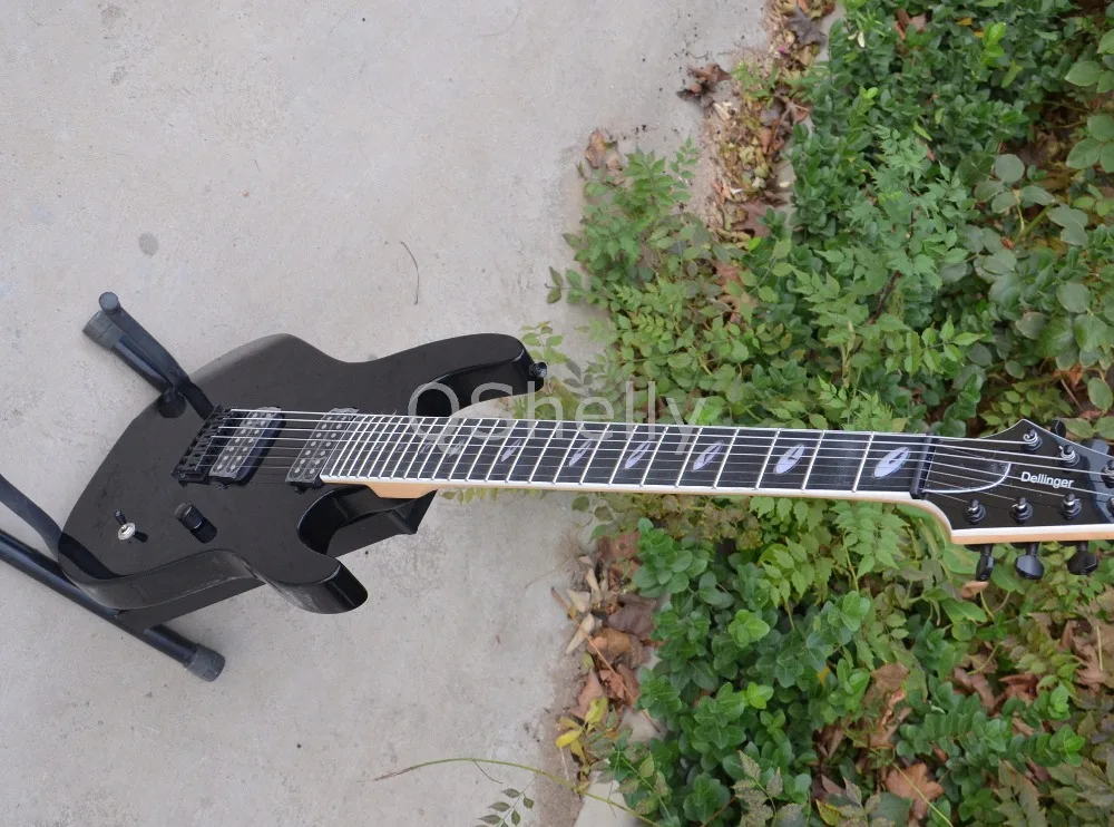 

top quality QShelly custom black 7 strings clock inlay ebony fingerboard locking tuners electric guitar musical instrument shop