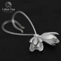 Lotus Fun реальные 925 Серебро Природный Творческий ювелирных украшений ручной работы Элегантные цветы Висячие серьги для женщин brincos