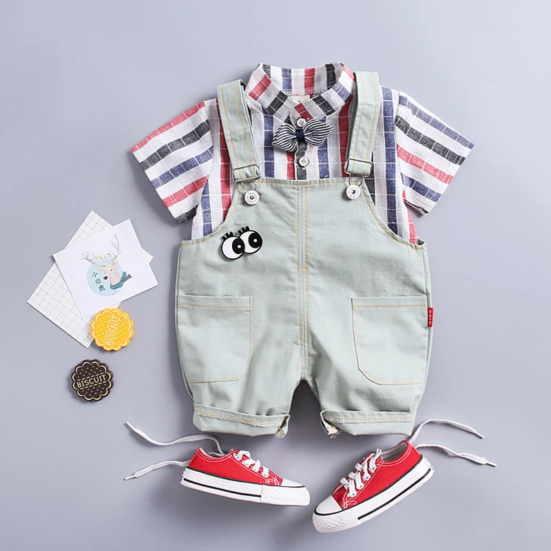 Одежда для новорожденных маленьких мальчиков Комплекты летней одежды костюм