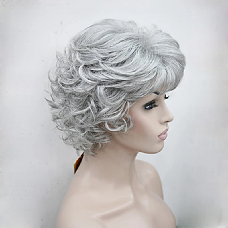HAIRJOY Женские синтетические волосы парики Короткие вьющиеся блонд коричневый черный серый парик термостойкий