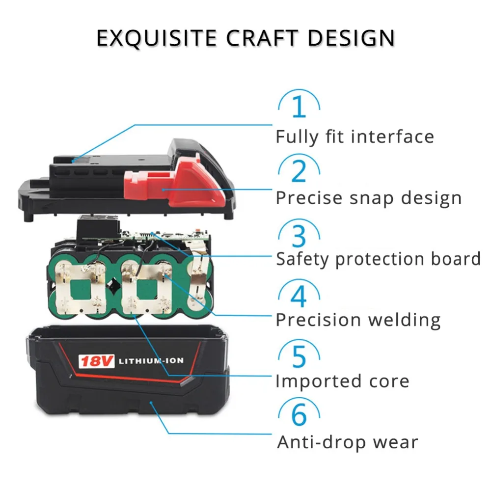 18 в 5.0Ah литий Мощность инструмент Батарея для Милуоки M18 XC 48-11-1850 48-11-1852 48-59-1850, M18 XC, C18B, Li18