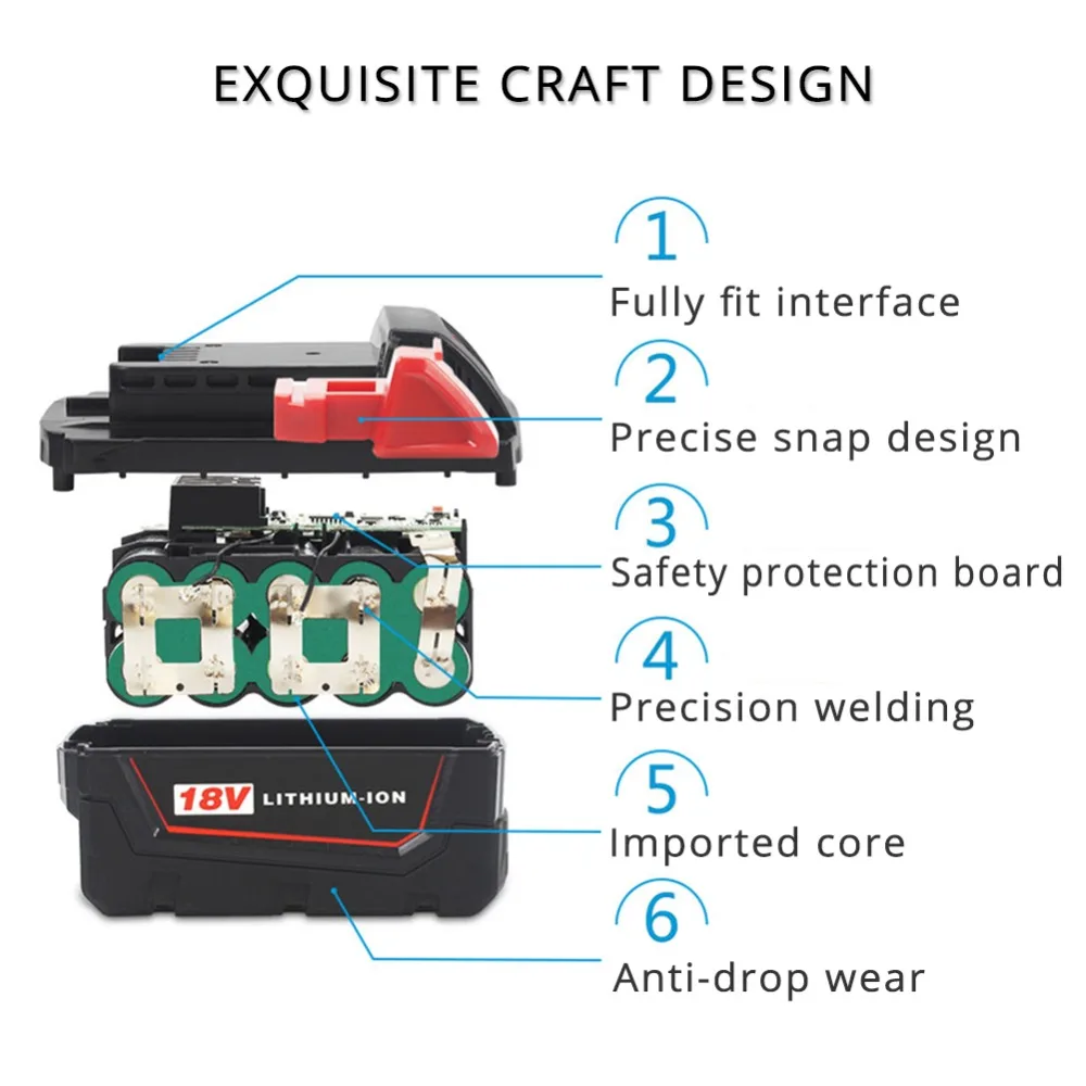 Литиевая батарея для электроинструмента Milwaukee M18 XC 48 11 1850 1852 59 C18B Li18 18 в|battery for|battery