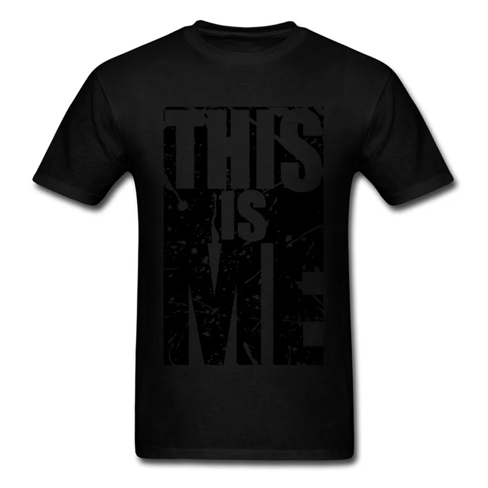This-is-Me190619Y Fashion Casual Tops Shirt Round Collar Fall All Cotton Short Sleeve T-Shirt for Students Printed On Tees This-is-Me190619Y black
