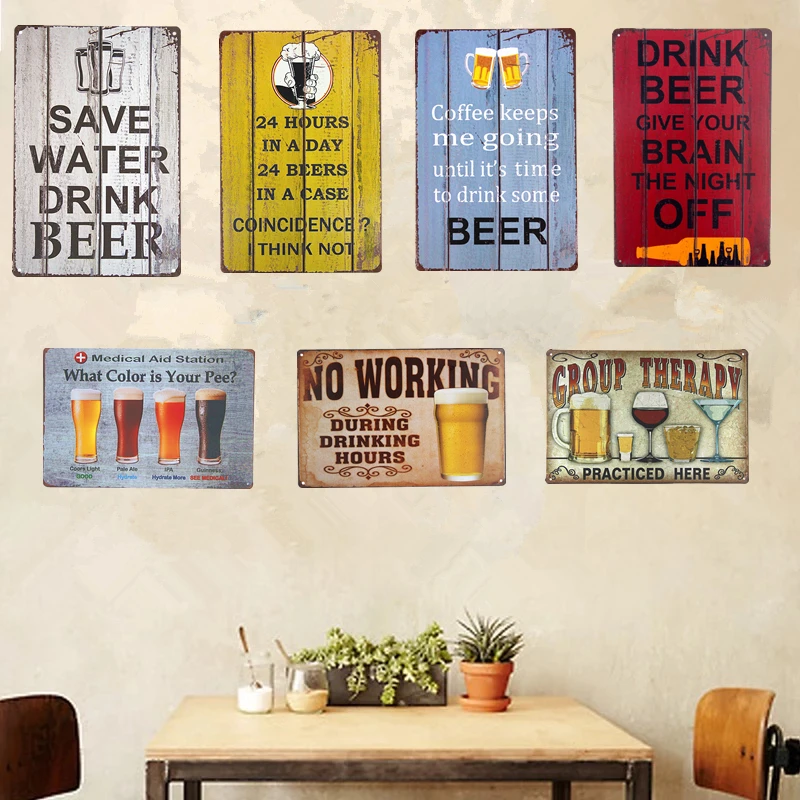 Us 2 69 10 Off Vintage Shabby Chic Metal Tin Signs Beer Wine Art Posters Bar Pub Restaurant Coffee Cafe Rustic Home Decor Wall Plaques Wall Sti In