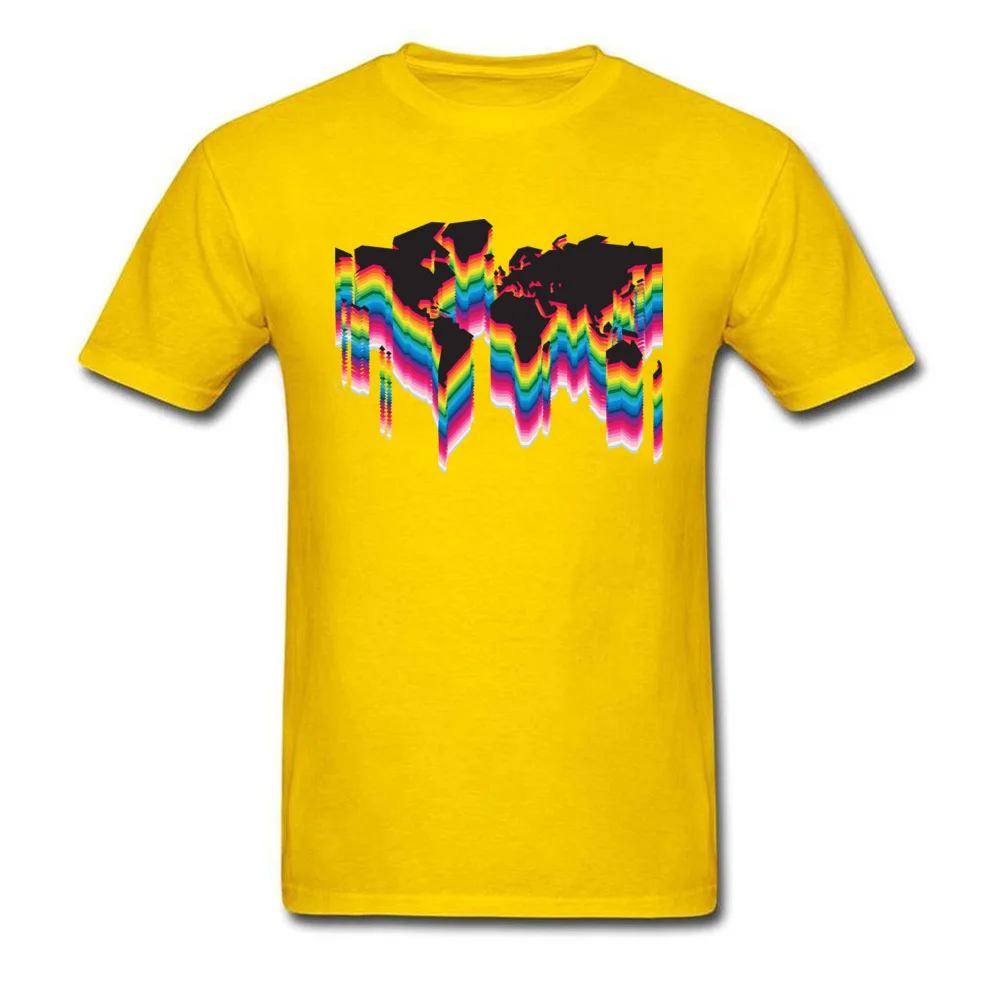 Printing One World Many Colors Crew Neck T Shirts Father Day Tops Tees Short Sleeve for Men Faddish 100% Cotton Top T-shirts One World Many Colors yellow
