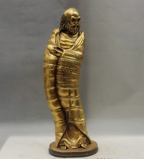 

150401 S0764 Tibet Buddhism Copper Bronze Tree root Dharma Damour Bodhidharma Buddha Statue
