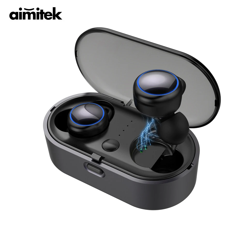 

Aimitek W9 TWS Bluetooth 5.0 Earphones Mini True Wireless Stereo Earbuds Handsfree Headsets with Mic Charging Box for Smartphone