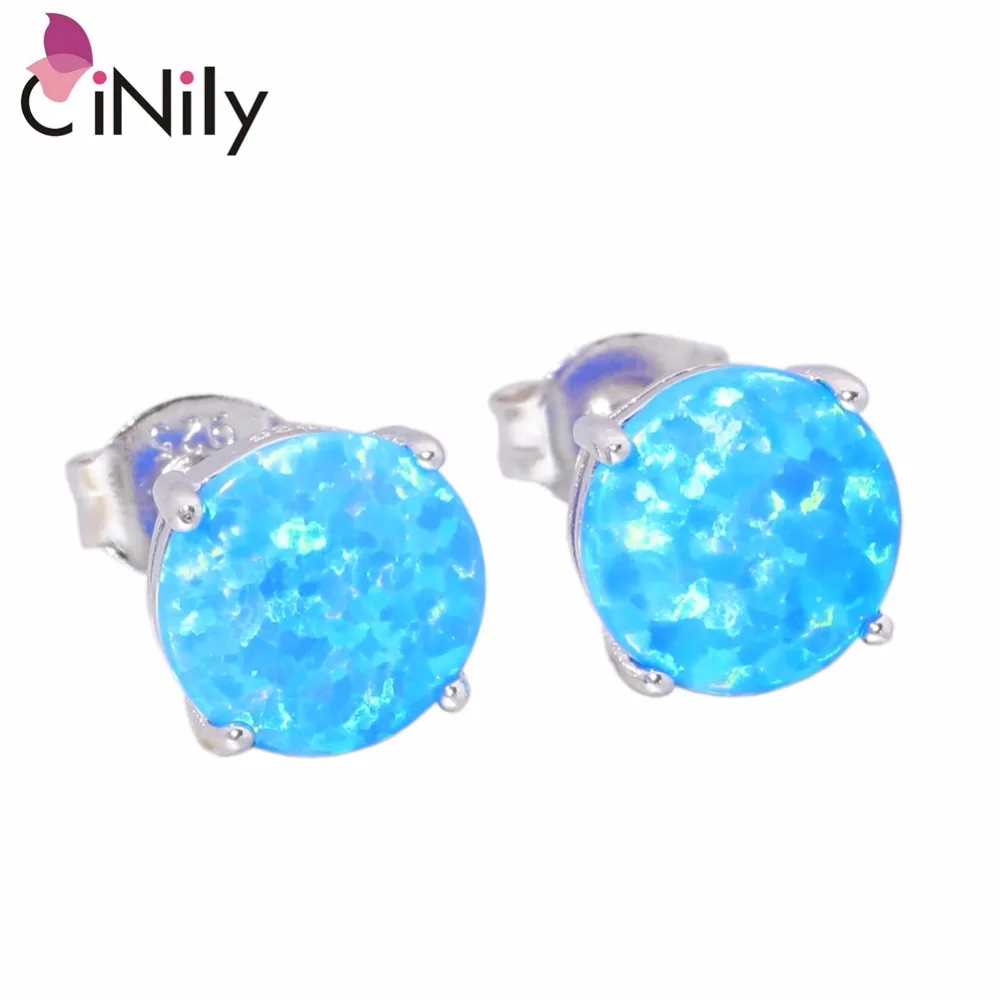 Женские серьги гвоздики из серебра 925 пробы 8 мм|white fire opal|925 sterlingsilver silver |