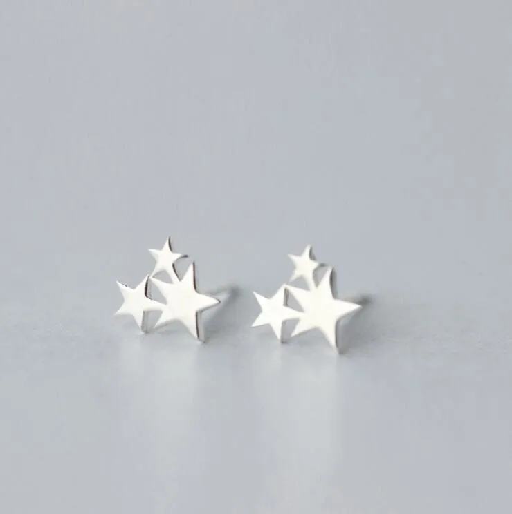 

Shuangshuo Ethnic Star Earings Fashion Jewelry 3 Stars Stud Earrings for Women Earrings 2017 Earring Female Gift oorbellen S024