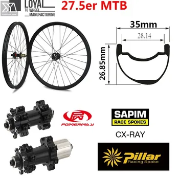 

650B Carbon Mountain Bike Wheels Cross Country Wheelset 35mm Width 26.85mm Depth Rim for 27.5er MTB Cycling Powerway M42