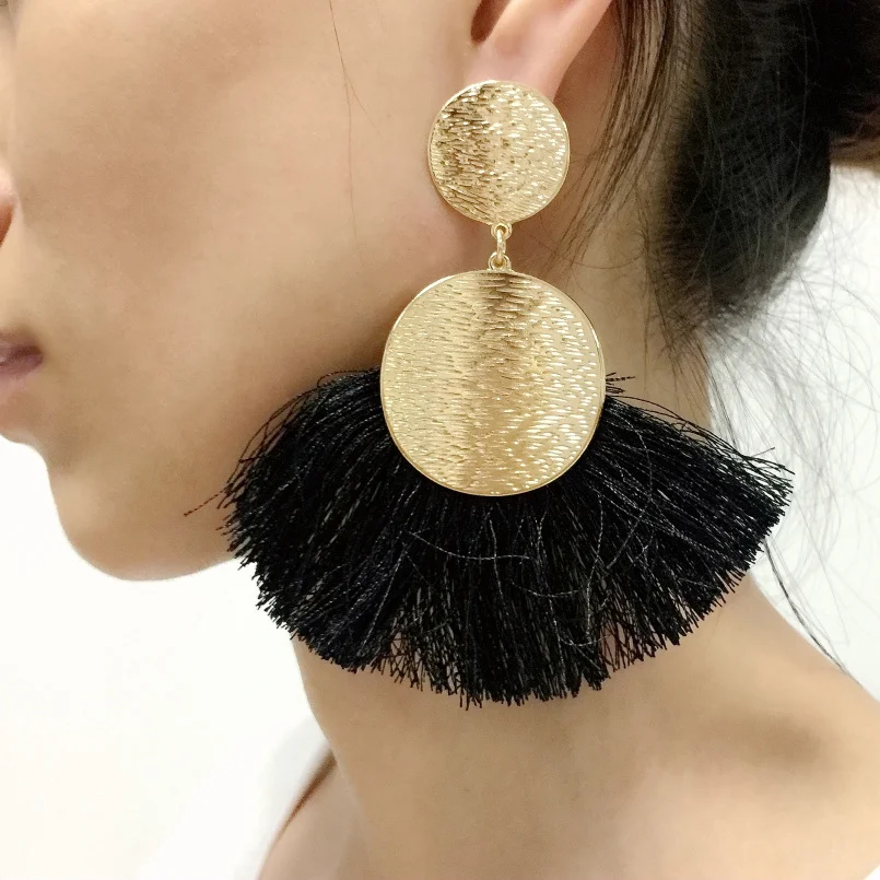 MANILAI 5 Colors Bohemian Tassels Earrings Fashion Jewelry Women 2018 Big Drop Dangle Hi-Q Alloy Fringed Statement Earrings Long