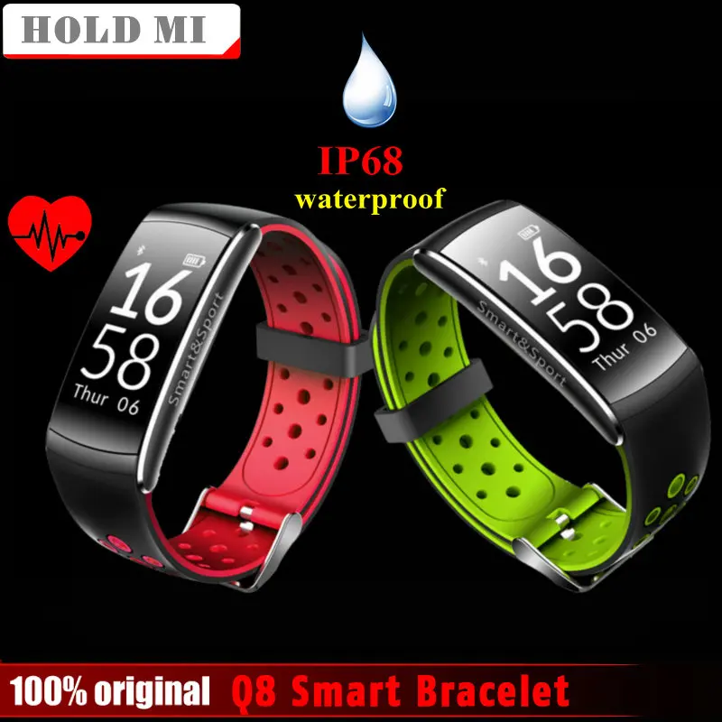 

Hold Mi Q8 Bluetooth IP68 Waterproof Smart band Heart Rate Monitor Smart Bracelet Fitness Tracker for Ios Android Phone