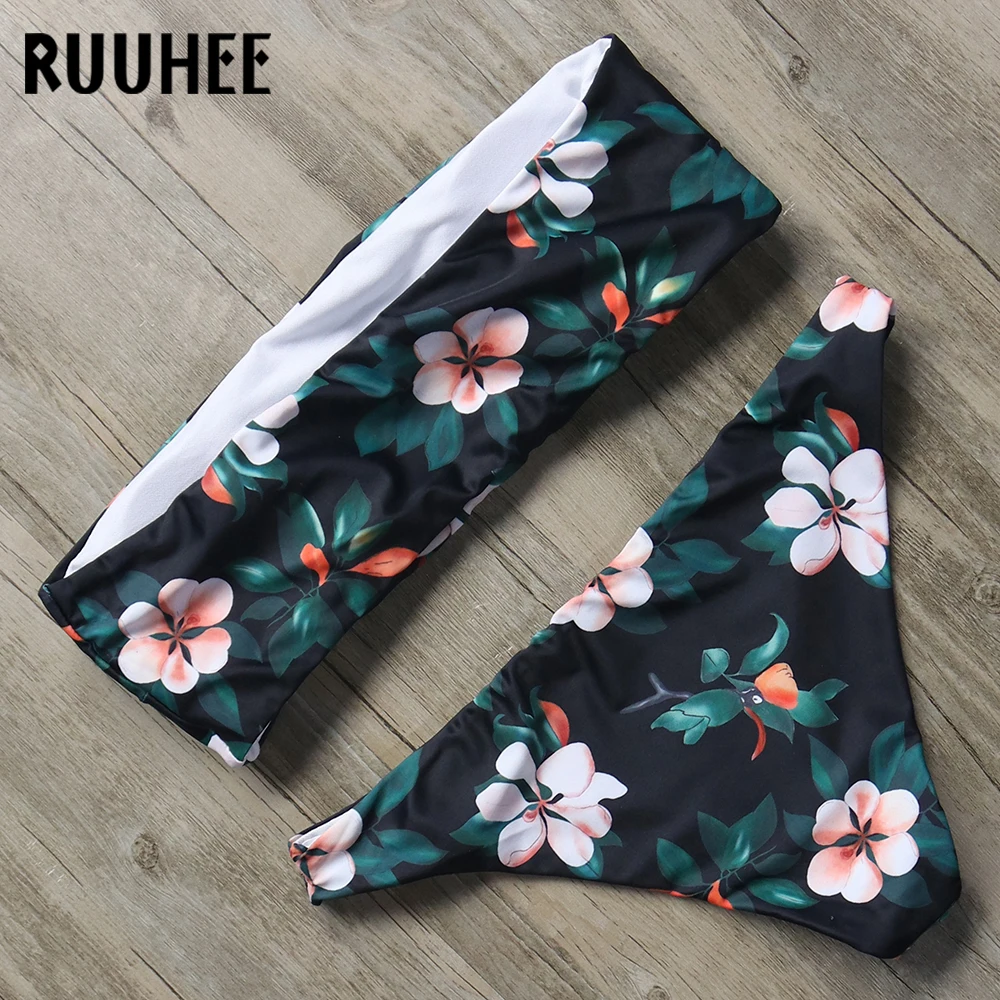 Купальник бикини RUUHEE женский купальник 2018 комплект с цветочным принтом