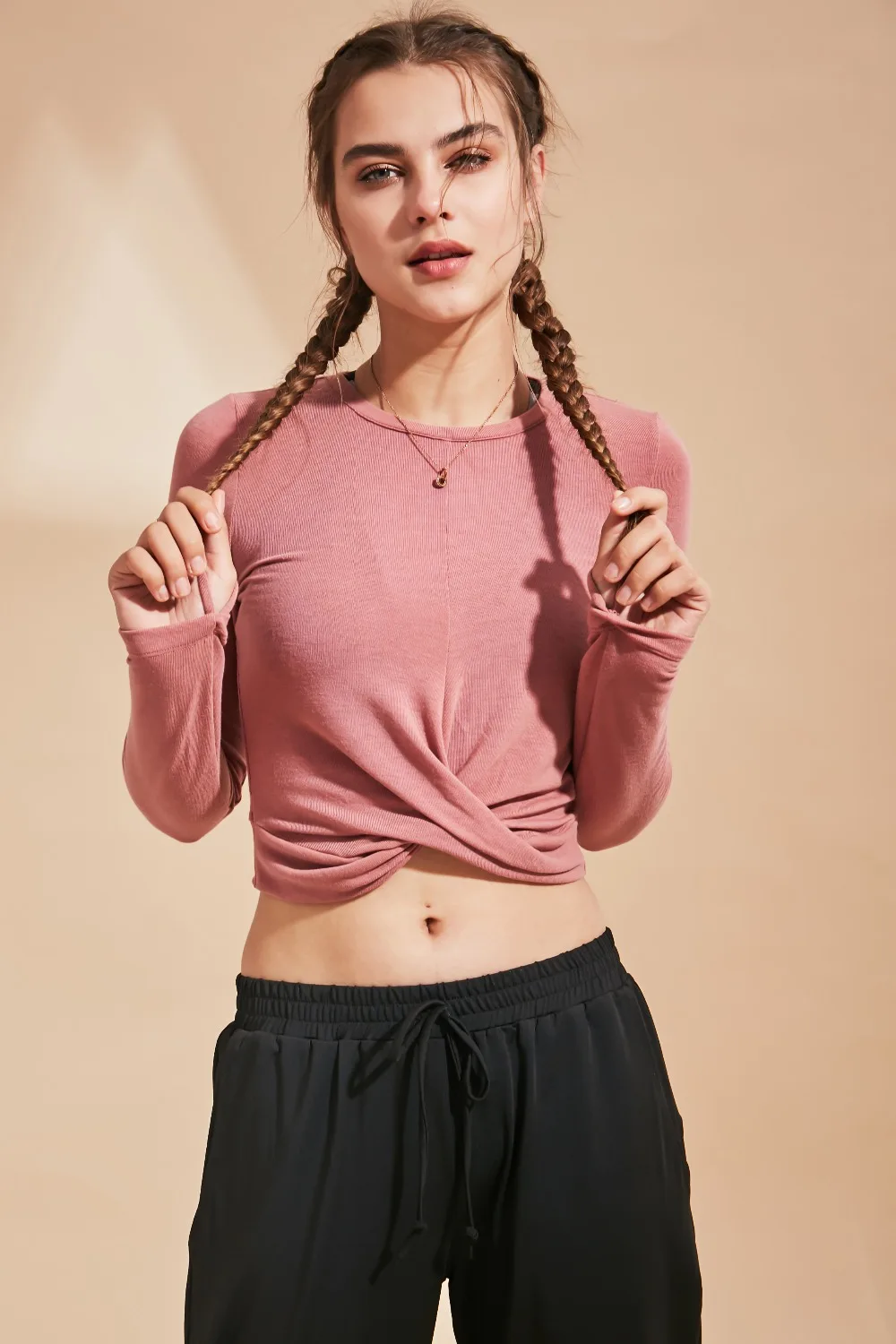 Yoga Shirt Woman Athletic Wear Sports Jacket Fitness Cotton Sportswear Breathable Stretch Women Long Sleeve Workout Tops  (89)