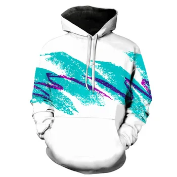 

2018 Autumn Winter Cap Hoodies Men/women Hip Pop Pullovers Print Paint Color Blocks Hoody 3d Graffiti Sweatshirts Sportwear