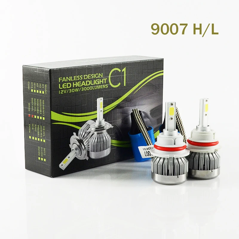 

2018 Led Car 1 Pair 60w 9007 6000lm Super Power Car Headlight Lampadine Kit Singolo Fascio Auto Faro Luci Bianco Freddo