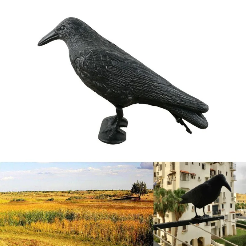 Black Crow Hunting Decoys Garden Bird Deter Scarer Scarecrow Mice Pest
