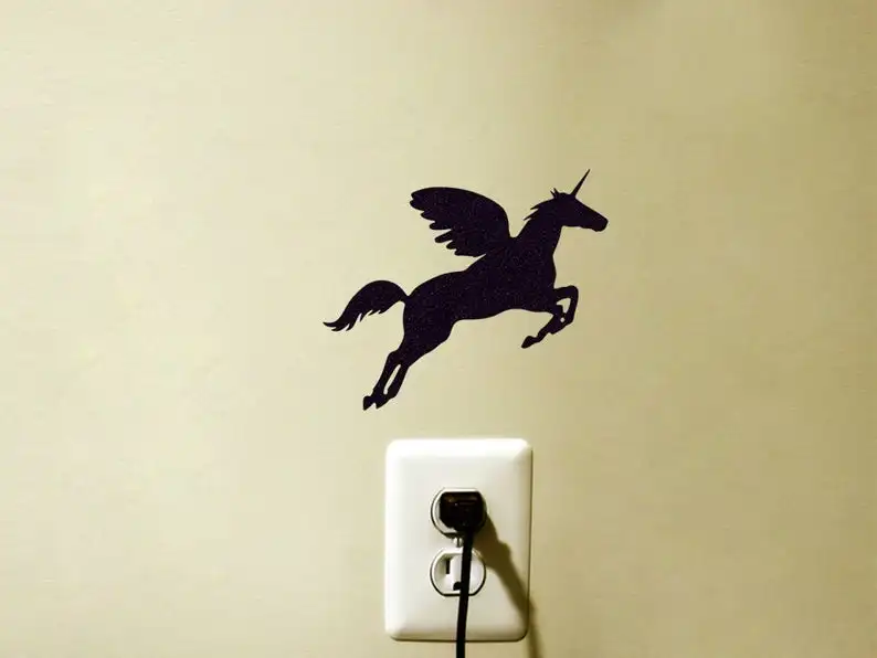 

A Horse With Wings Flying Freely Light Switch Sticker And Graphics For Children Room Home Decoration Vinyl Decal GA354
