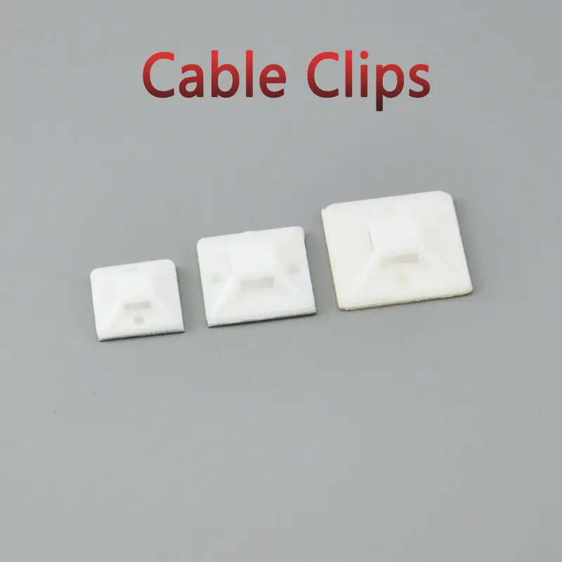 100pcs Self Adhesive Cable Tie Mounts 20*20 Car Wire Tie Clips Flat Holder Fixer Organizer Drop Adhesive Clamp White Black